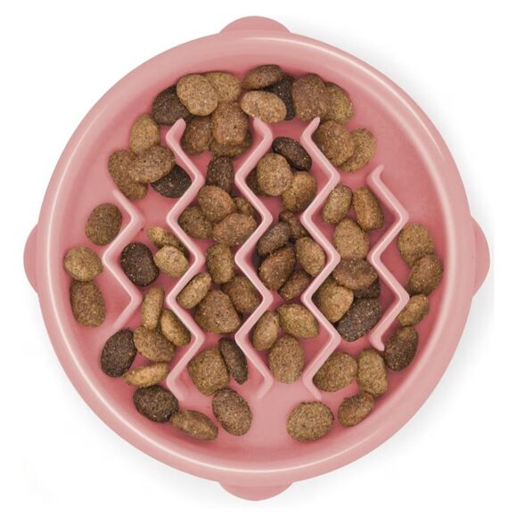 Outward Hound Slo Bowl SMALL Pink Cat Slow Feeder Puzzle Bowl Ragdoll - Picture 2 of 8